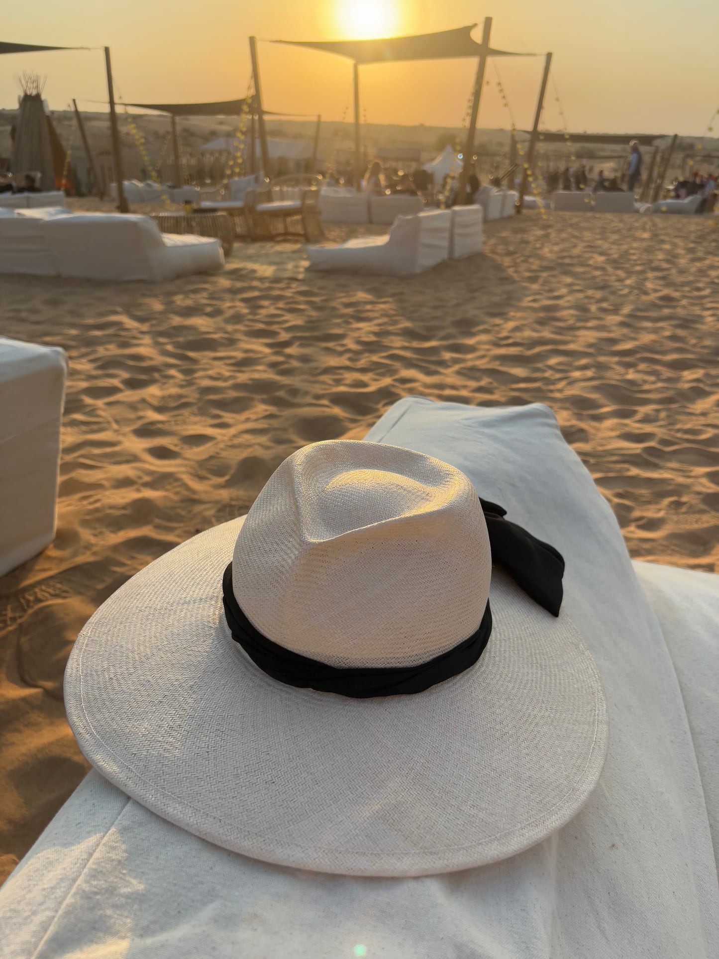 Sisal fedora hat with buttons