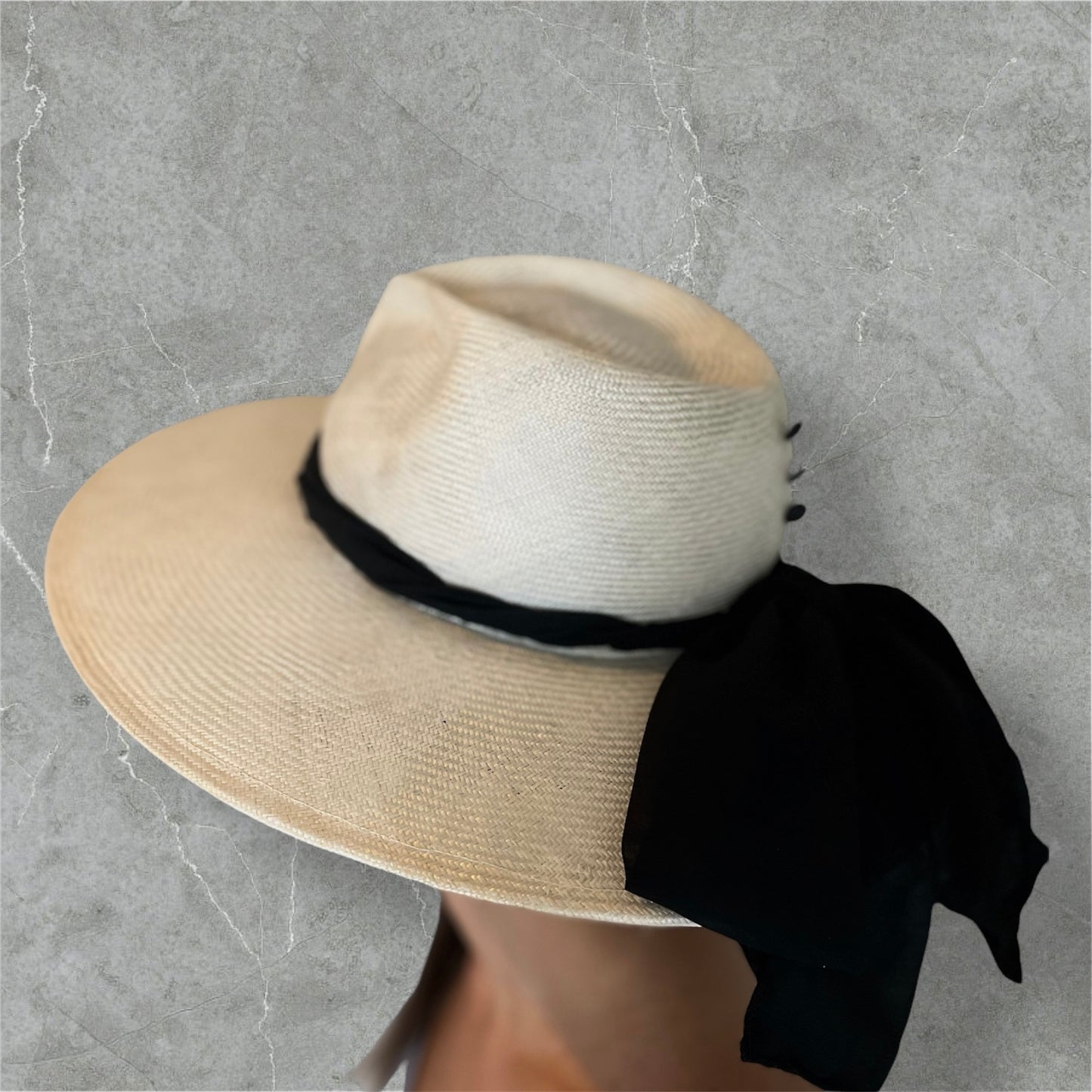 Sisal fedora hat with buttons
