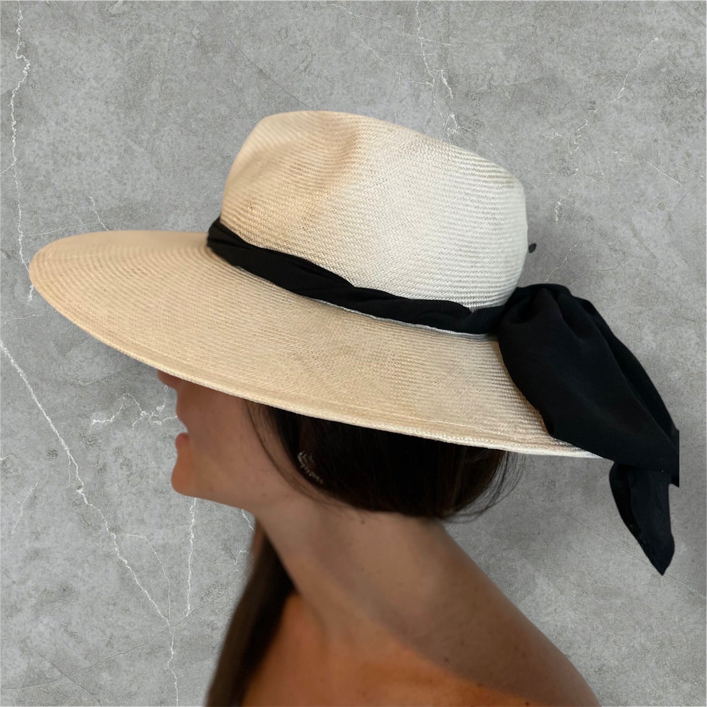 Sisal fedora hat with buttons